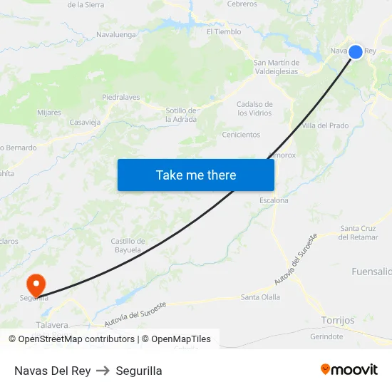 Navas Del Rey to Segurilla map