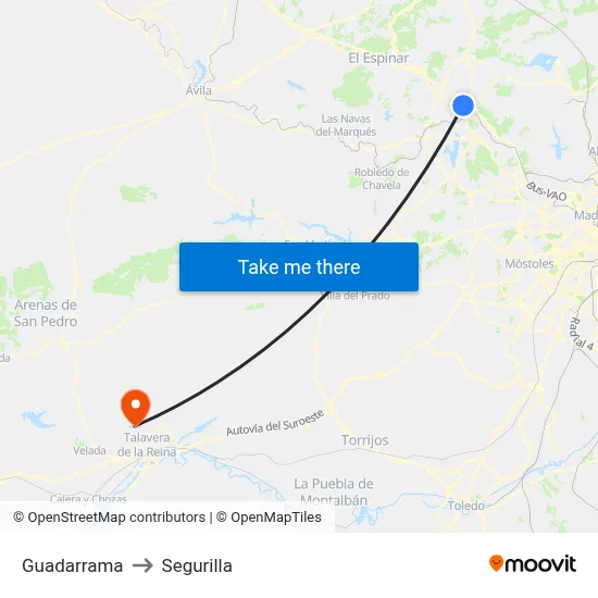 Guadarrama to Segurilla map