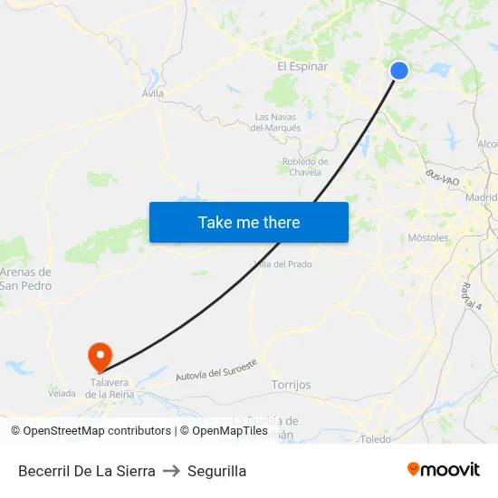 Becerril De La Sierra to Segurilla map