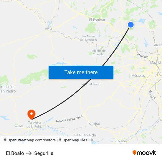 El Boalo to Segurilla map