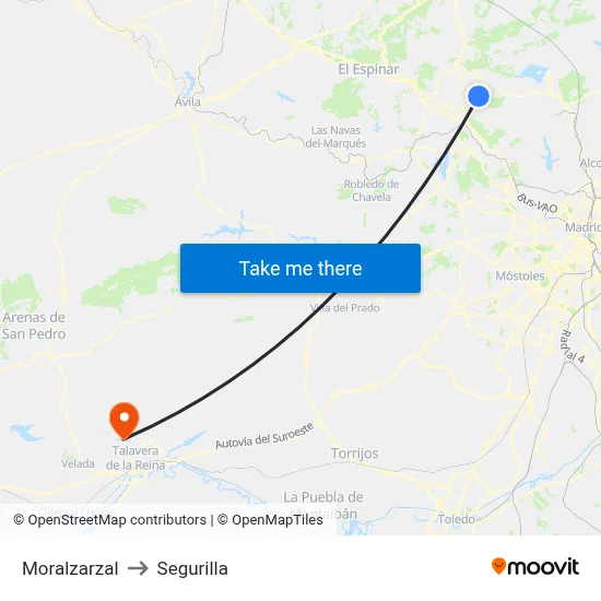 Moralzarzal to Segurilla map