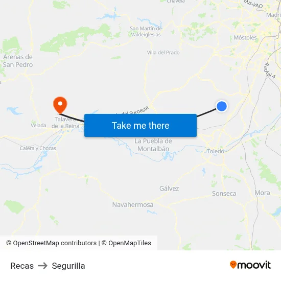 Recas to Segurilla map
