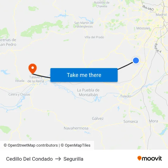 Cedillo Del Condado to Segurilla map