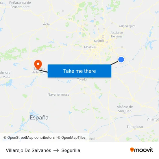 Villarejo De Salvanés to Segurilla map