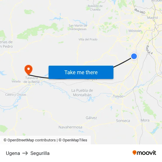Ugena to Segurilla map