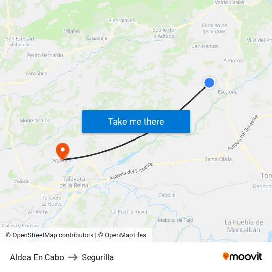 Aldea En Cabo to Segurilla map