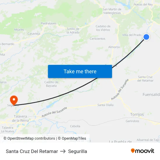 Santa Cruz Del Retamar to Segurilla map
