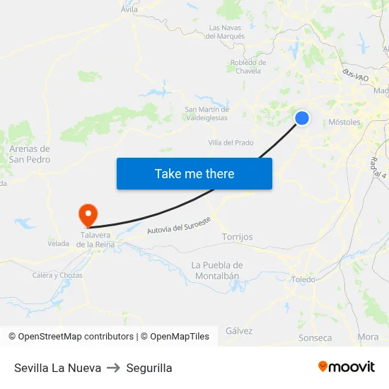 Sevilla La Nueva to Segurilla map