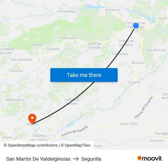 San Martín De Valdeiglesias to Segurilla map