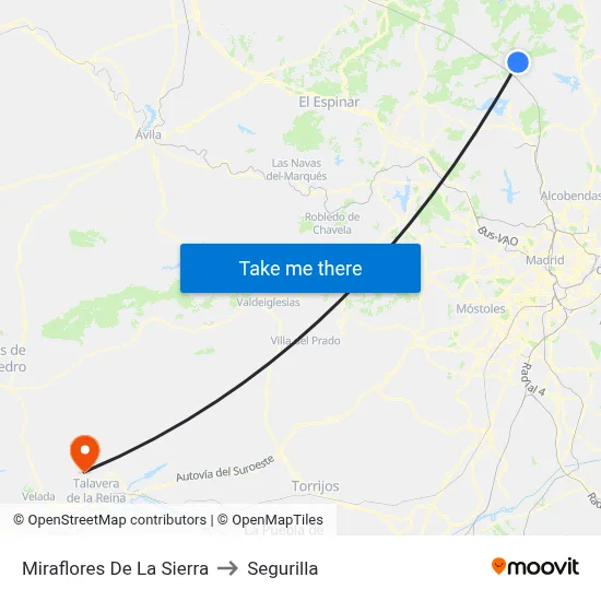 Miraflores De La Sierra to Segurilla map