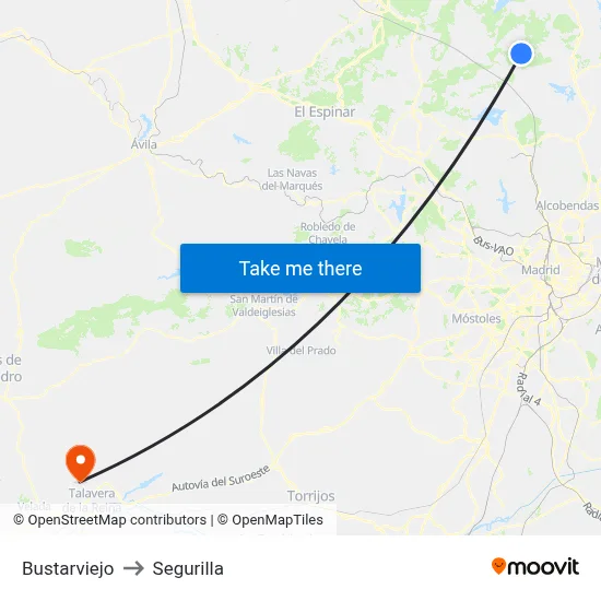 Bustarviejo to Segurilla map