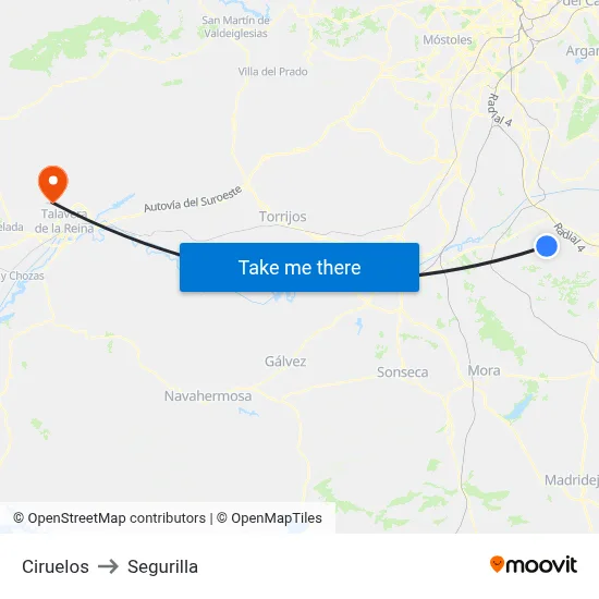 Ciruelos to Segurilla map