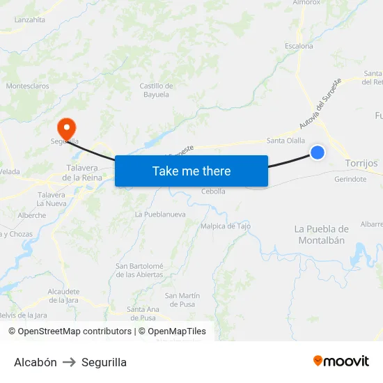 Alcabón to Segurilla map