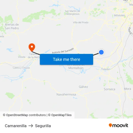 Camarenilla to Segurilla map