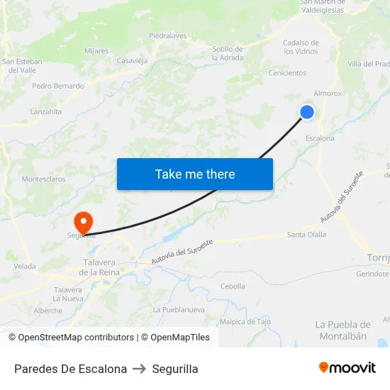Paredes De Escalona to Segurilla map