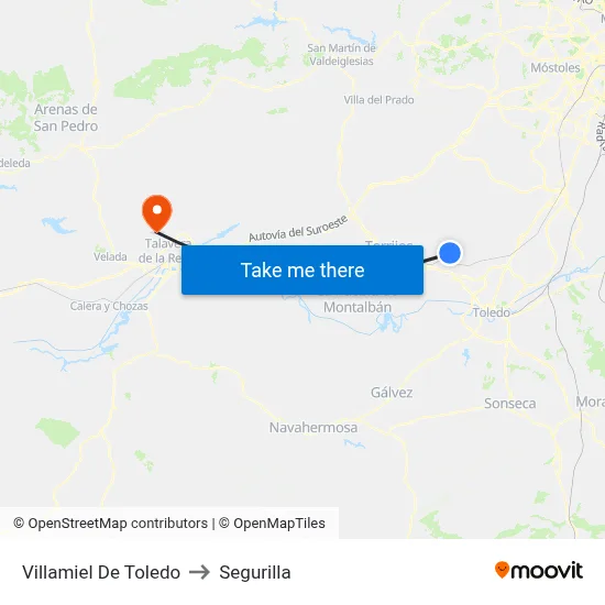 Villamiel De Toledo to Segurilla map