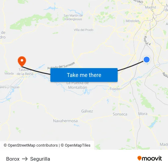 Borox to Segurilla map