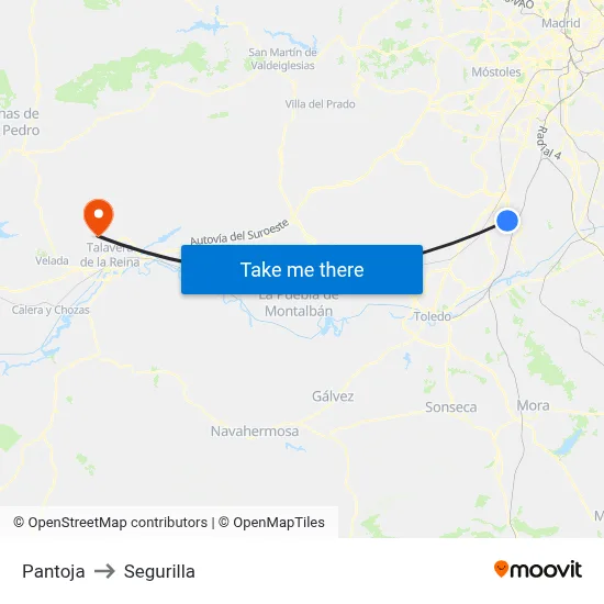 Pantoja to Segurilla map