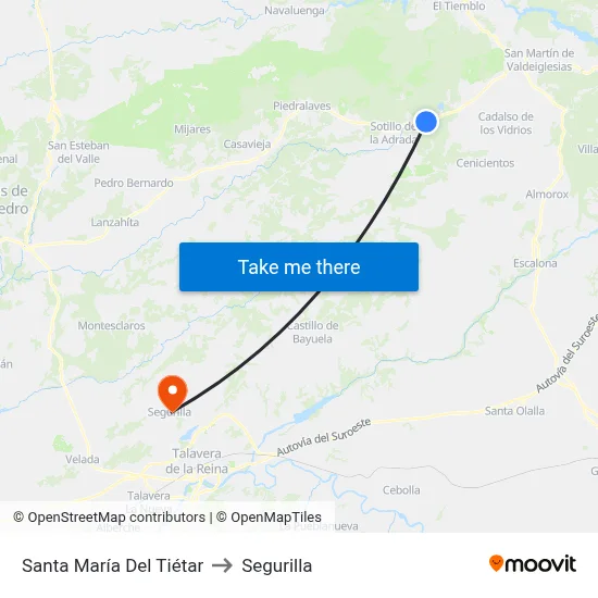Santa María Del Tiétar to Segurilla map
