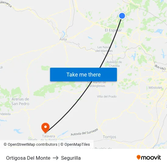 Ortigosa Del Monte to Segurilla map