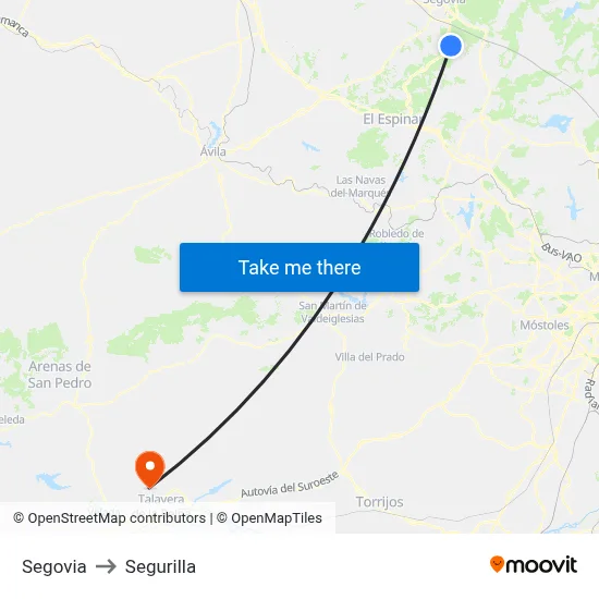 Segovia to Segurilla map