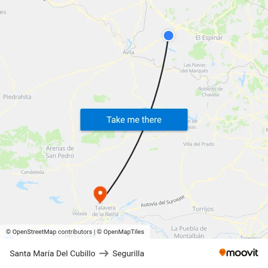 Santa María Del Cubillo to Segurilla map