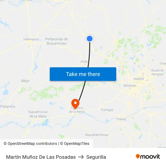 Martín Muñoz De Las Posadas to Segurilla map