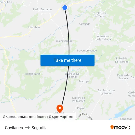 Gavilanes to Segurilla map