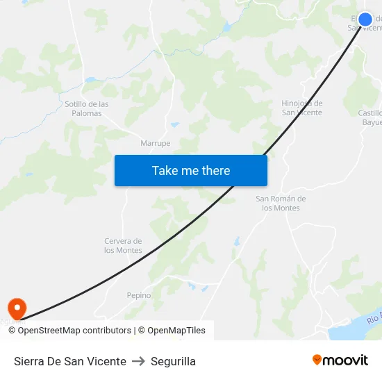 Sierra De San Vicente to Segurilla map