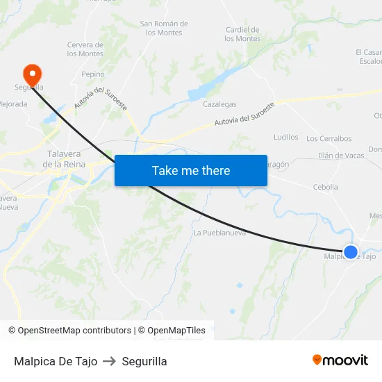 Malpica De Tajo to Segurilla map
