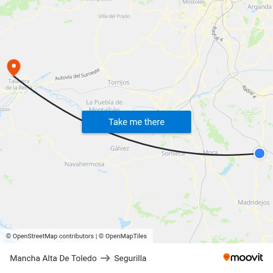 Mancha Alta De Toledo to Segurilla map