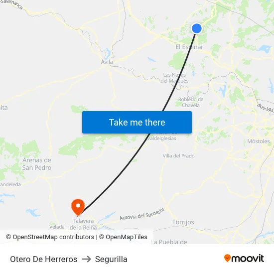 Otero De Herreros to Segurilla map