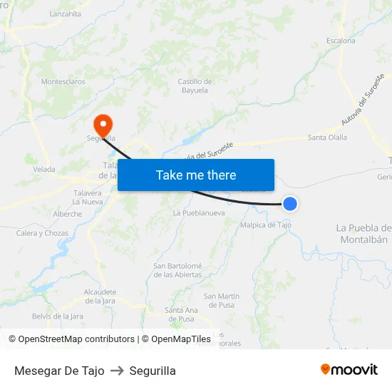 Mesegar De Tajo to Segurilla map