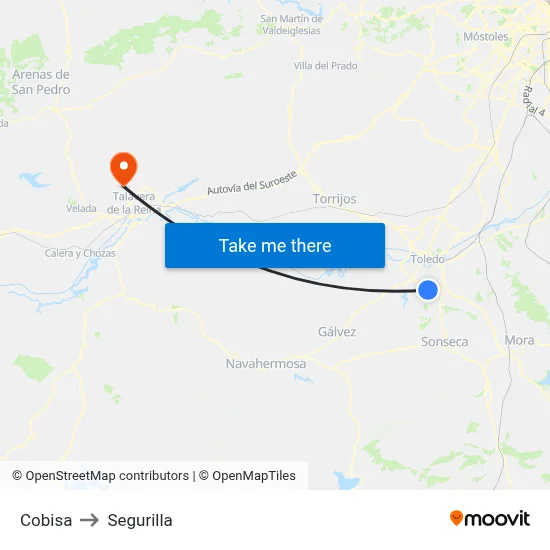 Cobisa to Segurilla map