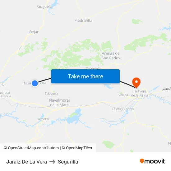 Jaraíz De La Vera to Segurilla map