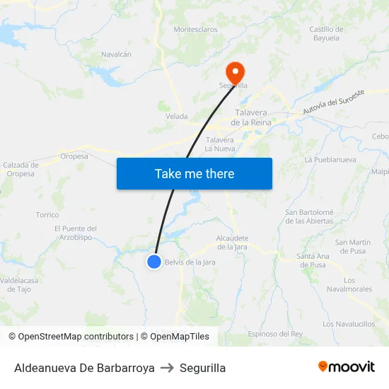 Aldeanueva De Barbarroya to Segurilla map