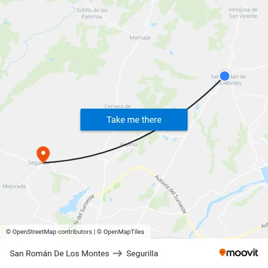 San Román De Los Montes to Segurilla map