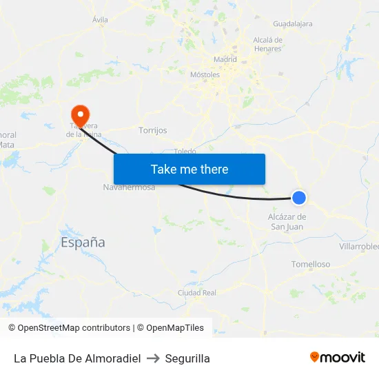 La Puebla De Almoradiel to Segurilla map