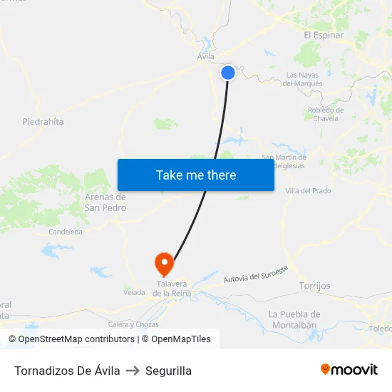 Tornadizos De Ávila to Segurilla map