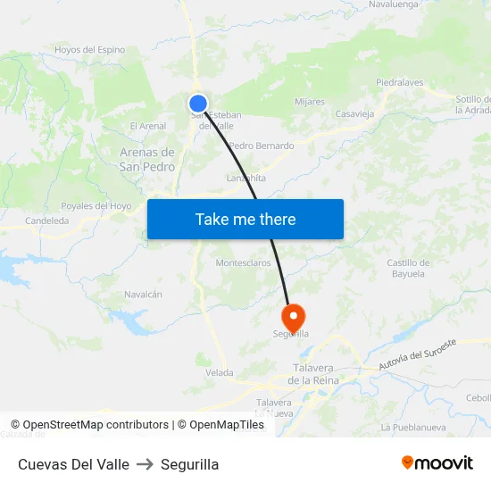 Cuevas Del Valle to Segurilla map