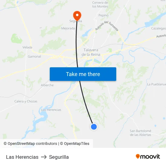 Las Herencias to Segurilla map