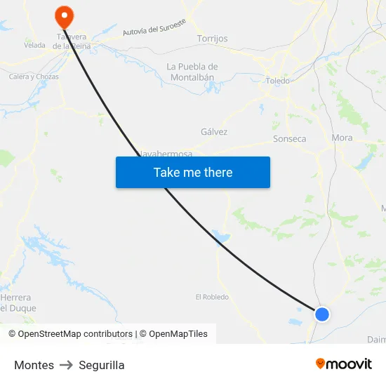 Montes to Segurilla map