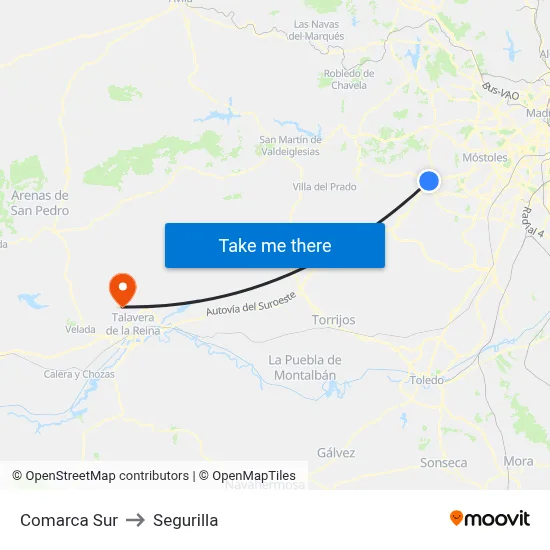 Comarca Sur to Segurilla map
