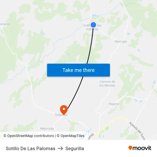 Sotillo De Las Palomas to Segurilla map
