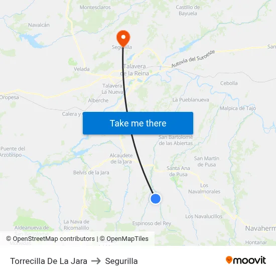 Torrecilla De La Jara to Segurilla map