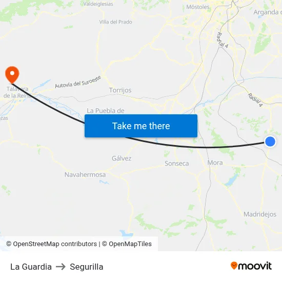 La Guardia to Segurilla map