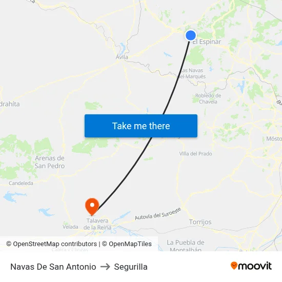 Navas De San Antonio to Segurilla map
