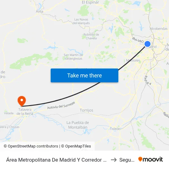 Área Metropolitana De Madrid Y Corredor Del Henares to Segurilla map