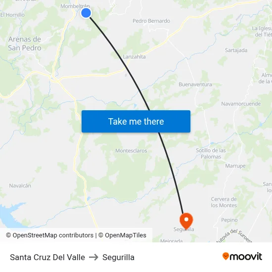 Santa Cruz Del Valle to Segurilla map