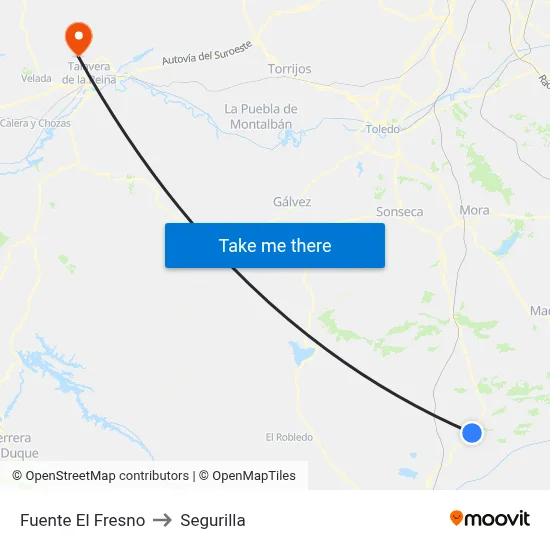 Fuente El Fresno to Segurilla map